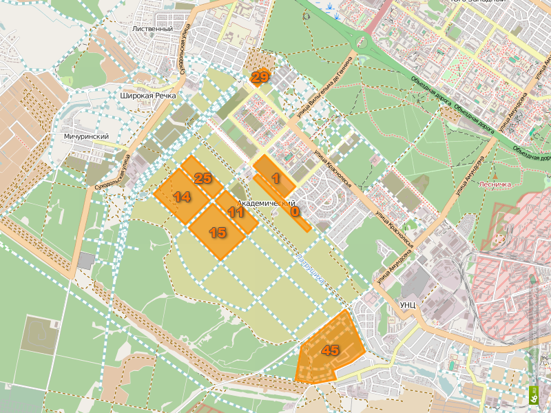 Академический район карта с улицами